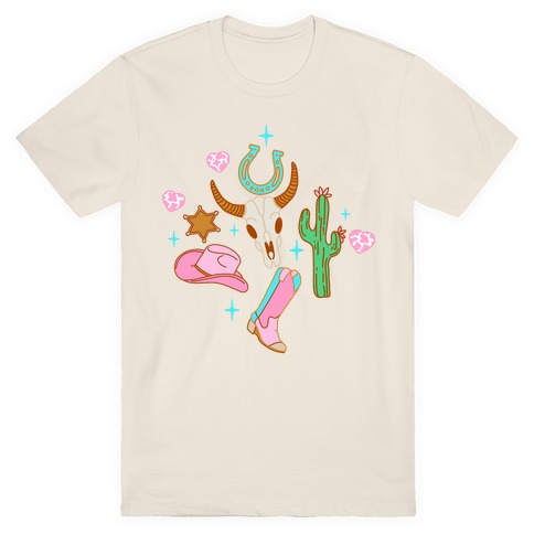 Pink Western Cowboy Pattern T-Shirt