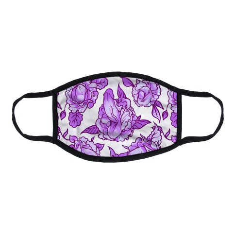 Floral Penis Pattern Purple Flat Face Mask