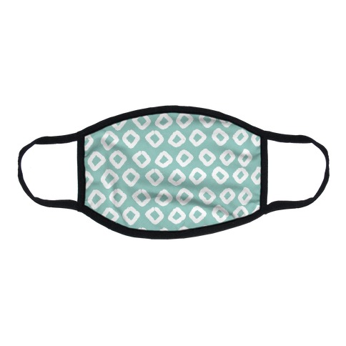 Abstract Diamond Biscay Green Boho Pattern Flat Face Mask