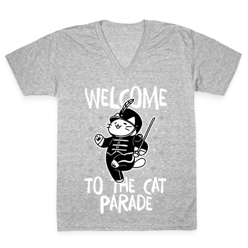 Welcome to the Cat Parade V-Neck Tee Shirt