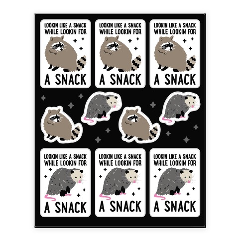 Lookin For A Snack Raccoon and Opossum Stickers and Decal Sheet