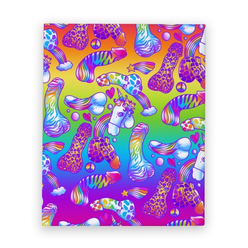 90s Neon Rainbow Penis Pattern Canvas Print
