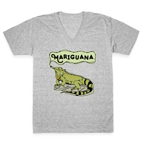 Mariguana Marijuana Iguana V-Neck Tee Shirt
