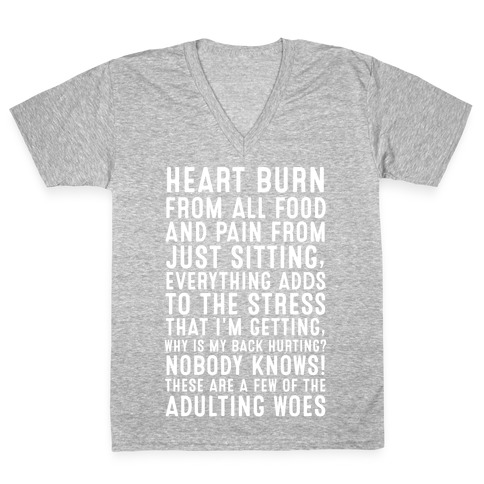 These Are A Few Of The Adulting Woes (white text) V-Neck Tee Shirt