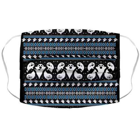 Spooky Ghosts Ugly Sweater Accordion Face Mask