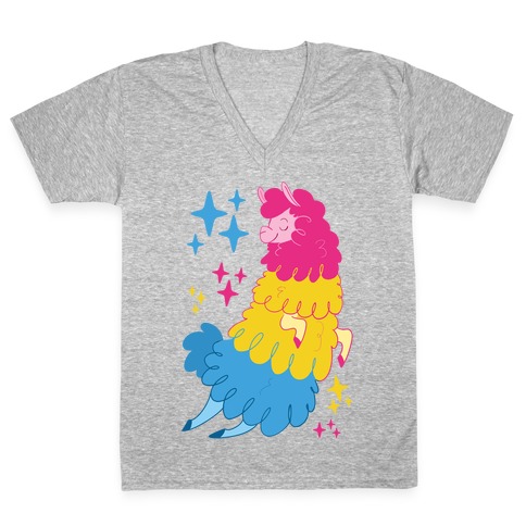 Pansexual Llama V-Neck Tee Shirt