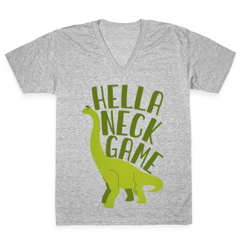 Hella Neck Game Brachiosaurus V-Neck Tee Shirt