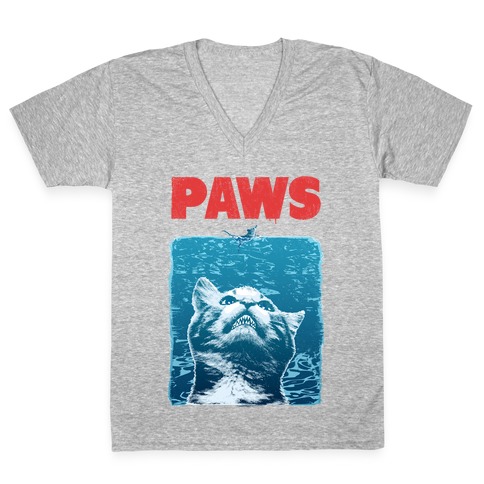 PAWS (Jaws Parody) V-Neck Tee Shirt