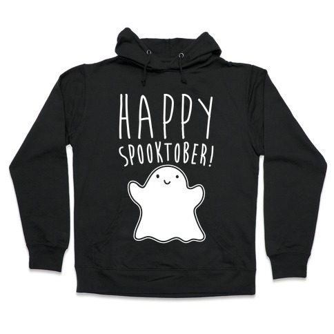 Happy Spooktober Halloween Parody White Print Hooded Sweatshirt