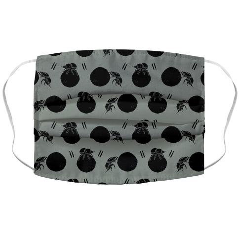 Dung Beetle Pattern Grey Accordion Face Mask