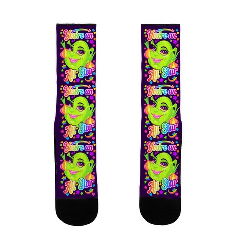 90s Neon Rainbow Shrek Sock