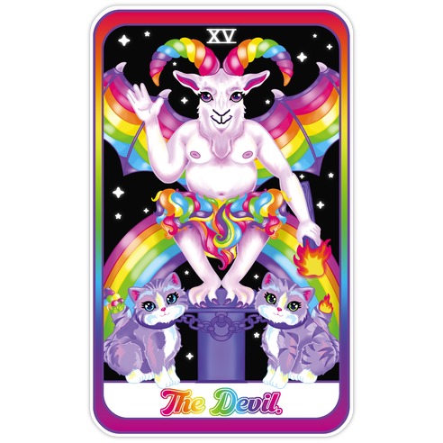90s Neon Rainbow The Devil Tarot Die Cut Sticker
