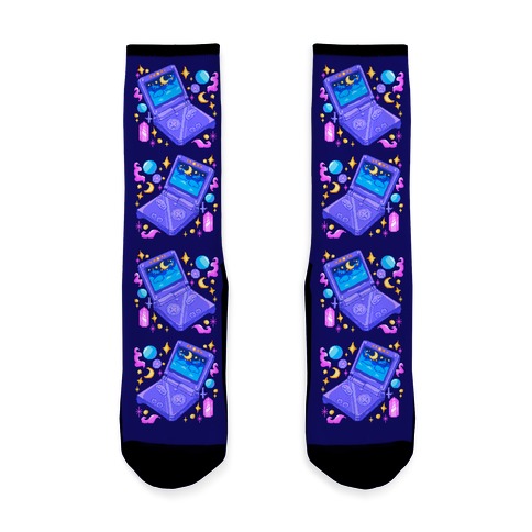 Pixelated Witchy Game Boy  Sock
