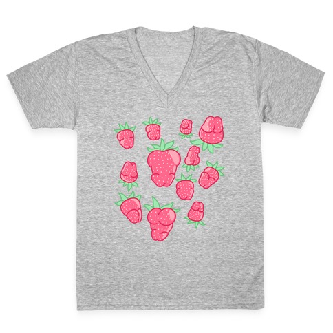Strawberry Peens Pattern V-Neck Tee Shirt
