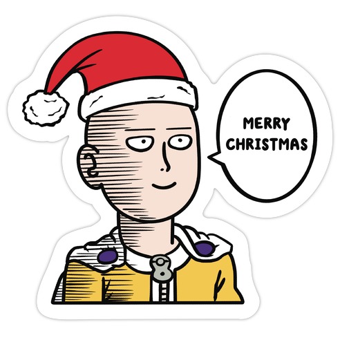Saitama Merry Christmas Parody Die Cut Sticker