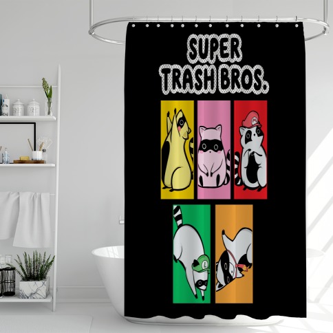 Super Trash Bros. Shower Curtain