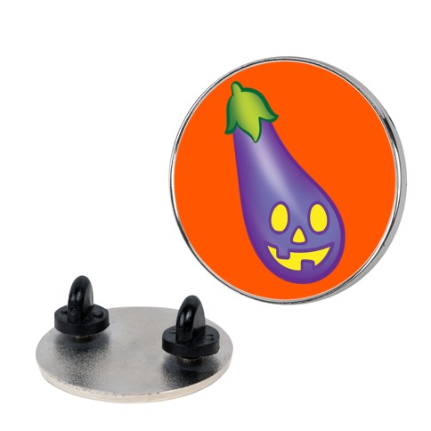 Eggplant Jack-O-Lantern White Print Pin