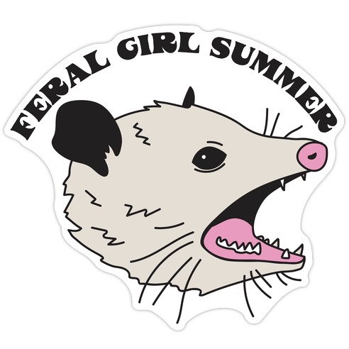 Feral Girl Summer Opossum Die Cut Sticker