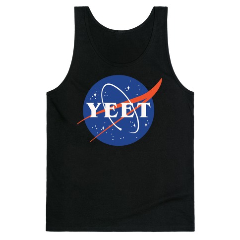 Yeet Nasa Logo Parody White Print Tank Top