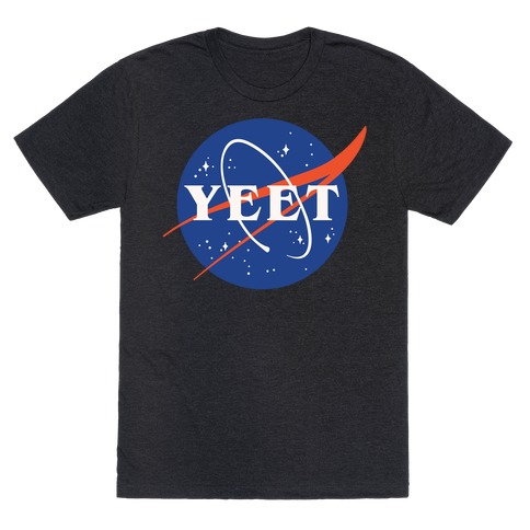Yeet Nasa Logo Parody White Print T-Shirt