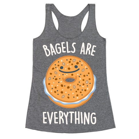 Bagels Are Everything White Print Racerback Tank Top
