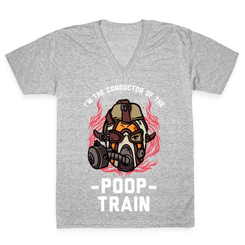 I'm the Conductor of the Poop Train Krieg Parody V-Neck Tee Shirt