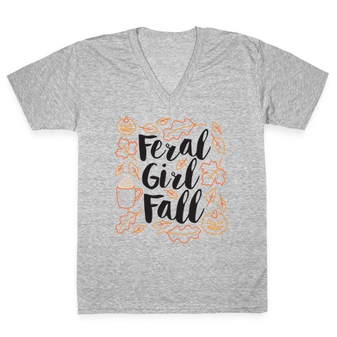 Basic Feral Girl Fall V-Neck Tee Shirt