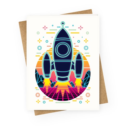 Synthwave Space Exploration Greeting Card
