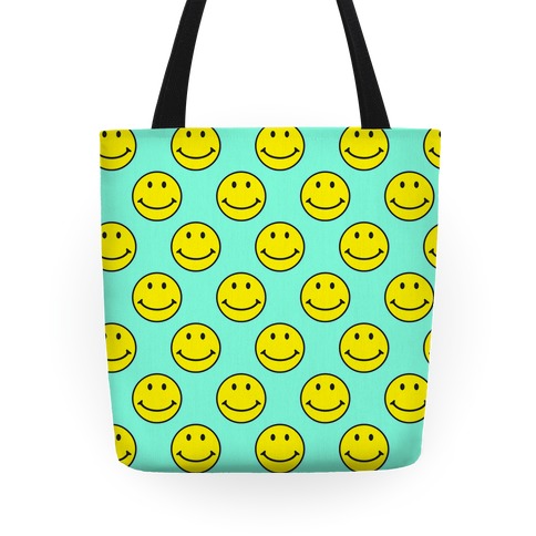 Teal Smiley Face Pattern Tote