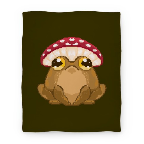 Pixelated Toad in Mushroom Hat Blanket
