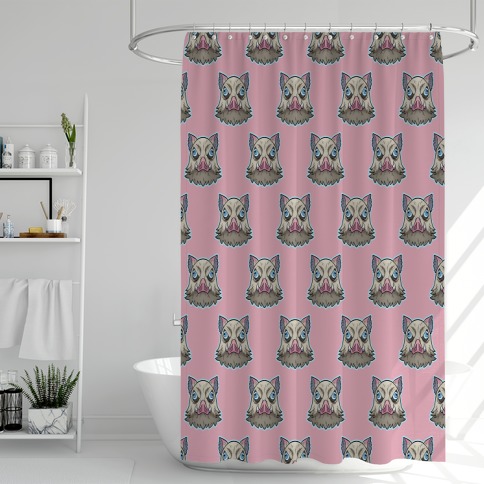 Inosuke Mad Boar Pattern Pink Shower Curtain