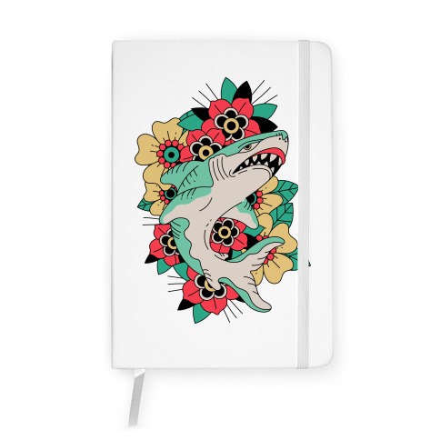 Floral Shark Traditional Tattoo Notebook