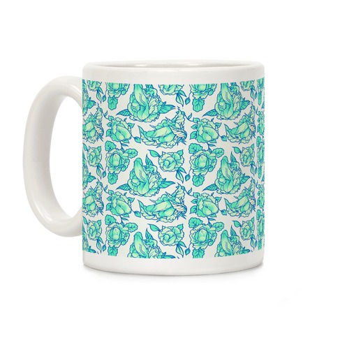 Floral Penis Pattern Teal Coffee Mug