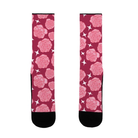 Pink Sparkle Roses Pattern Sock