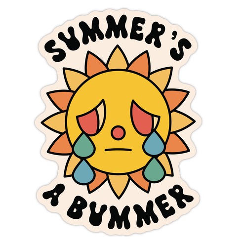 Summer's A Bummer (Retro Sad Sun) Die Cut Sticker