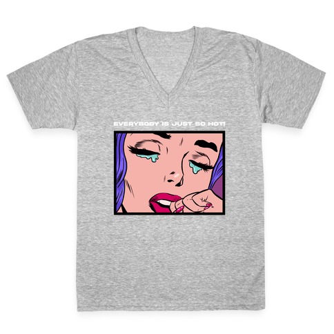 Everybody Is Just So Hot! (A Bisexual Comic) V-Neck Tee Shirt