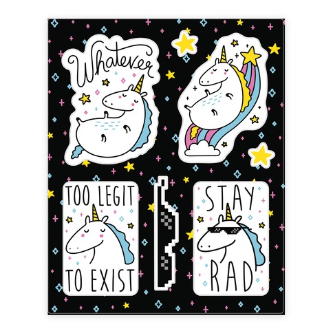Rad Unicorns Stickers and Decal Sheet
