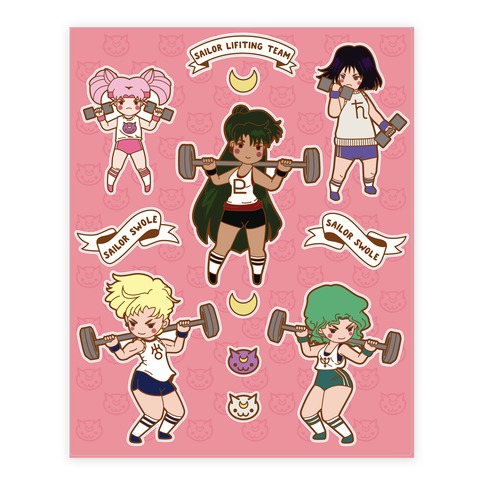 Outer Senshi Lifting Team Stickers and Decal Sheet