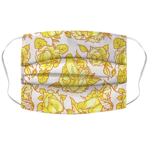Floral Penis Pattern Yellow Accordion Face Mask