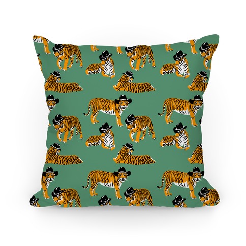 Tigers in Cowboy Hat Pattern Pillow