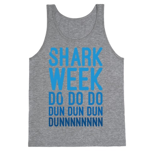 Shark Week Do Do Do Dun Dun Dun Jaws Parody White Print Tank Top