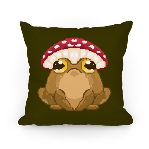 Pixelated Toad in Mushroom Hat Pillow