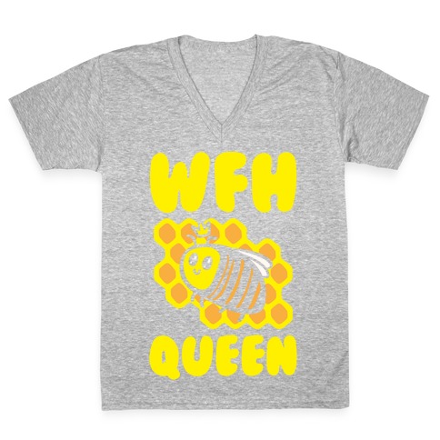 WFH Queen White Print V-Neck Tee Shirt