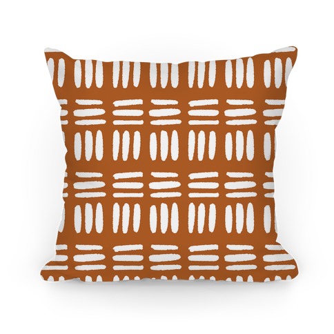 Dashed Lines Rust Boho Pattern Pillow