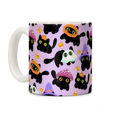 Spooky Black Cats Pattern Coffee Mug