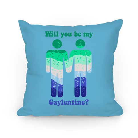 Will You Be My Gaylentine? Gay Love (blue) Pillow