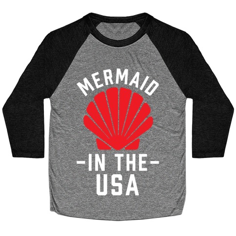 Mermaid In The USA Baseball Tee