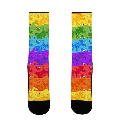 Rainbow Pride Frogs Sock