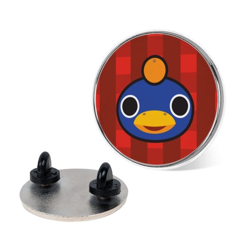 Roald Sitting With An Orange On His Head (Animal Crossing) Pin