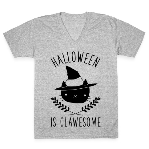 Halloween is Clawesome V-Neck Tee Shirt